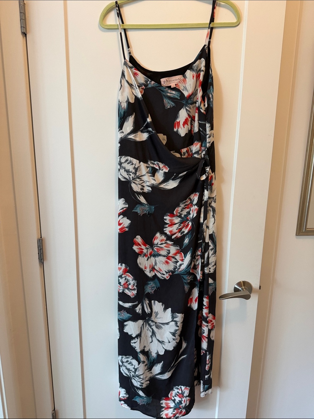 Philosophy Black Floral Wrap Maxi Dress